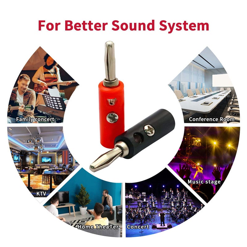CenryKay Banana Plugs Speaker, 10 Sets (10Red + 10 Black) 4mm Audio Speaker Wire Cable Connector Cable Plugs - Image 3